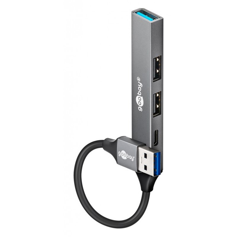 Goobay USB 3.2 Hub 4 Θυρών με σύνδεση USB-A Γκρι