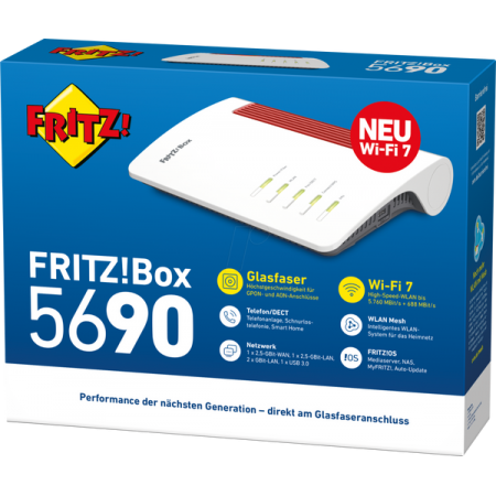 AVM FRITZ!Box 5690 Ασύρματο Router Wi‑Fi 7 με 4 Θύρες Ethernet