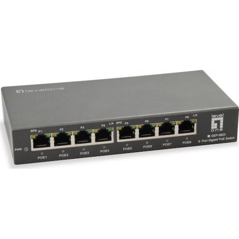 Level One GEP-0823 Unmanaged L2 PoE+ Switch με 8 Θύρες Gigabit (1Gbps) Ethernet