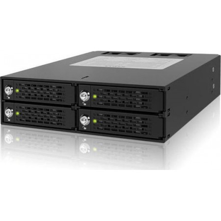 Icy Dock ToughArmor Rugged Full Metal 4 Bay 2.5 Inch SATA/SAS HDD And SDD Backplane Cage with locking Trays for External 5.25 Inch Bay Μαύρο (MB994SK-1B)