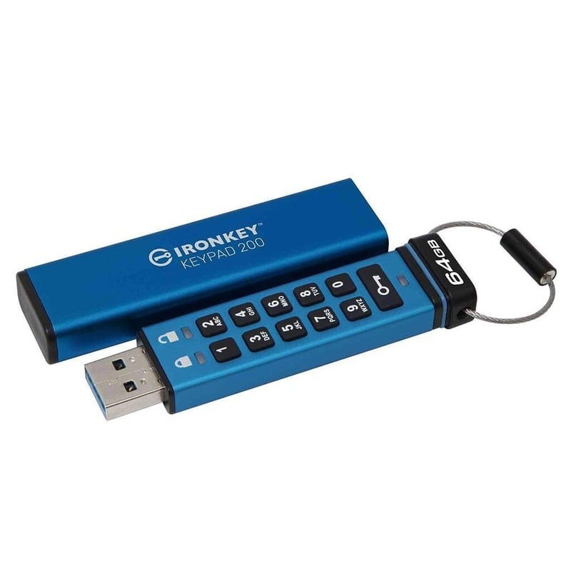 Kingston IronKey Keypad 64GB USB 3.2 Stick Μπλε (IKKP200/64GB)