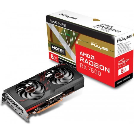 Sapphire Radeon RX 7600 8GB GDDR6 Pulse Κάρτα Γραφικών 11324-01-20G (11324-01-20G)