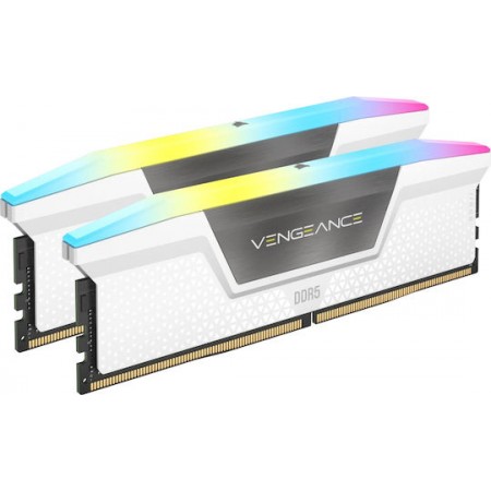 Corsair Vengeance RGB DDR5 32GB RAM με 2x16GB Modules και Ταχύτητα 6400 για Desktop CMH32GX5M2B6400C36W (CMH32GX5M2B6400C36W)