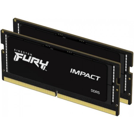 Kingston Fury Impact DDR5 32GB RAM με 2x16GB Modules και Ταχύτητα 6400 για Laptop KF564S38IBK2-32 (KF564S38IBK2-32)