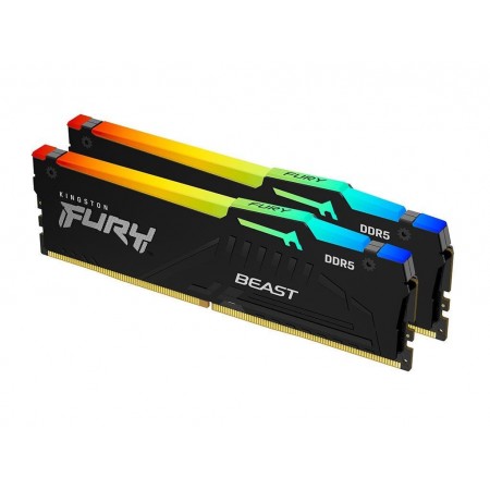 Kingston Fury Beast RGB 64GB DDR5 RAM με 2 Modules (2x32GB) και Ταχύτητα 6400 για Desktop (KF564C32BBEAK2-64) (KF564C32BBEAK2-64)