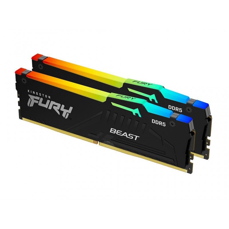 Kingston Fury Beast RGB 64GB DDR5 RAM με 2 Modules (2x32GB) και Ταχύτητα 6400 για Desktop (KF564C32BBEAK2-64) (KF564C32BBEAK2-64)