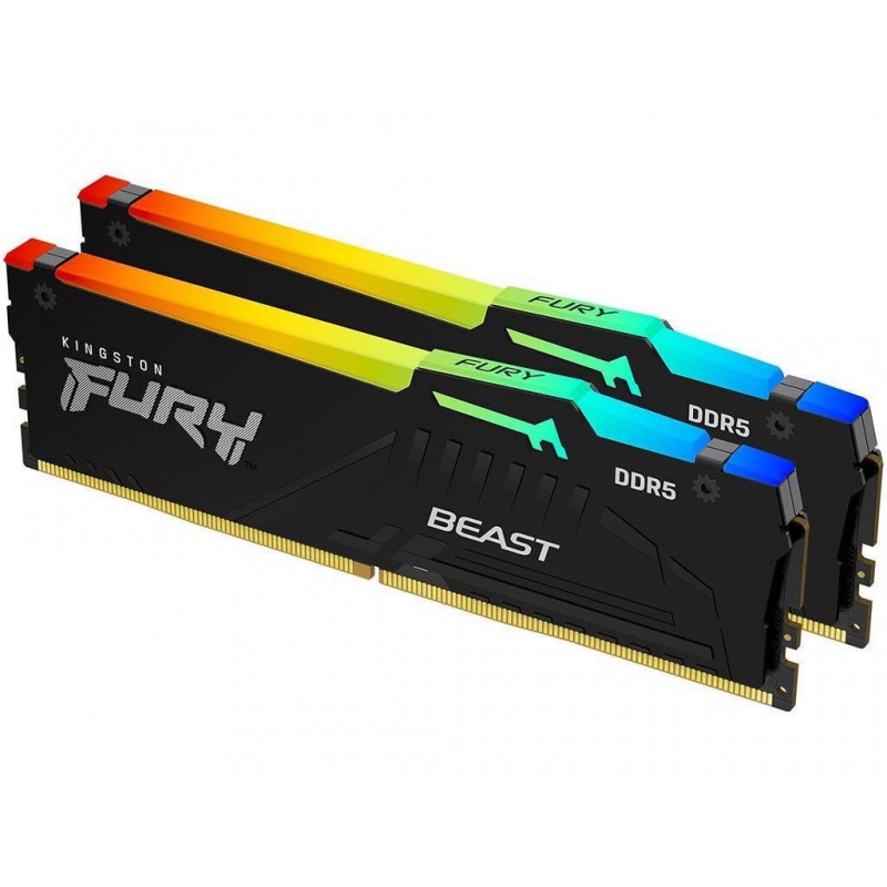 Kingston FURY Beast RGB 64GB DDR5 RAM με 2 Modules (2x32GB) και Ταχύτητα 6000 για Desktop (KF560C30BBEAK2-64) (KF560C30BBEAK2-64)