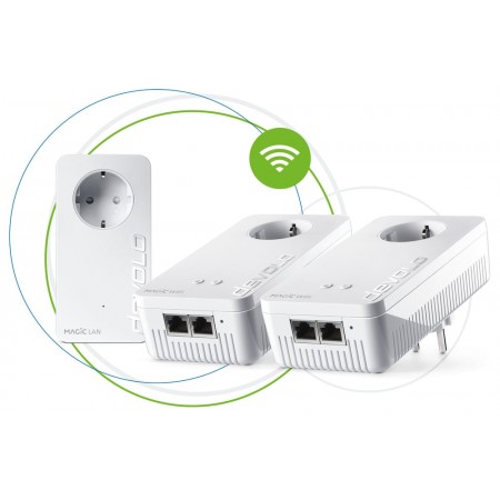 Devolo Magic 2 WiFi Next Multiroom Kit (DE) Powerline Τριπλό για Ασύρματη Σύνδεση Wi‑Fi 5 με Passthrough Πρίζα και 2 Θύρες Gigabit Ethernet