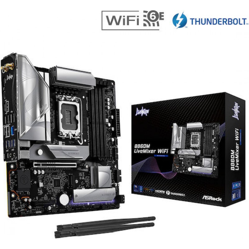 ASRock B860M LiveMixer WiFi Motherboard Micro ATX με Intel 1851 Socket