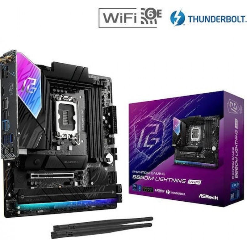 ASRock B860 Lightning WiFi Motherboard Micro ATX με Intel 1851 Socket
