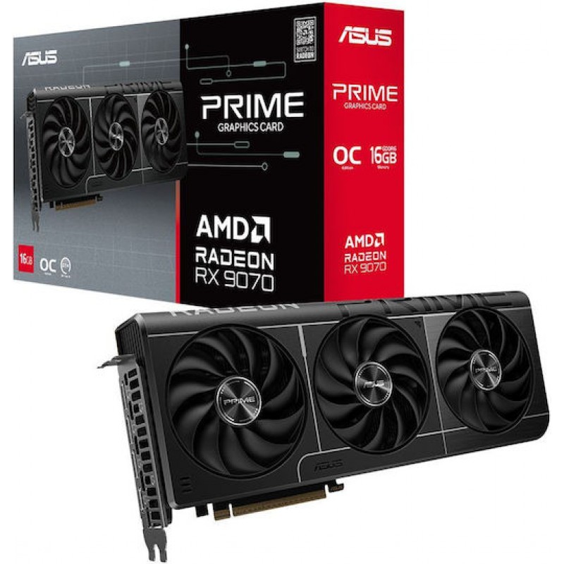 Asus Radeon RX 9070 16GB GDDR6 Prime OC Κάρτα Γραφικών (90YV0LI1-M0NA00) (90YV0LI1-M0NA00)