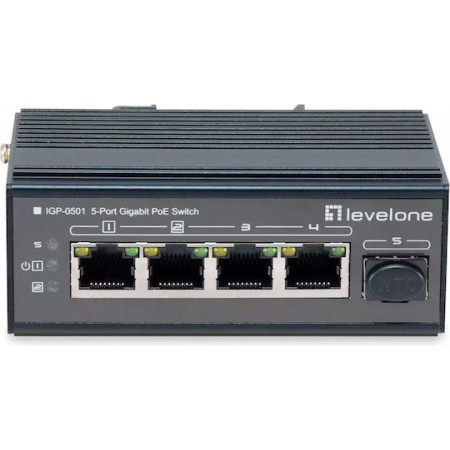 Level One IGP-0501 Unmanaged L2 PoE++ Switch με 4 Θύρες Gigabit (1Gbps) Ethernet και 1 SFP Θύρα