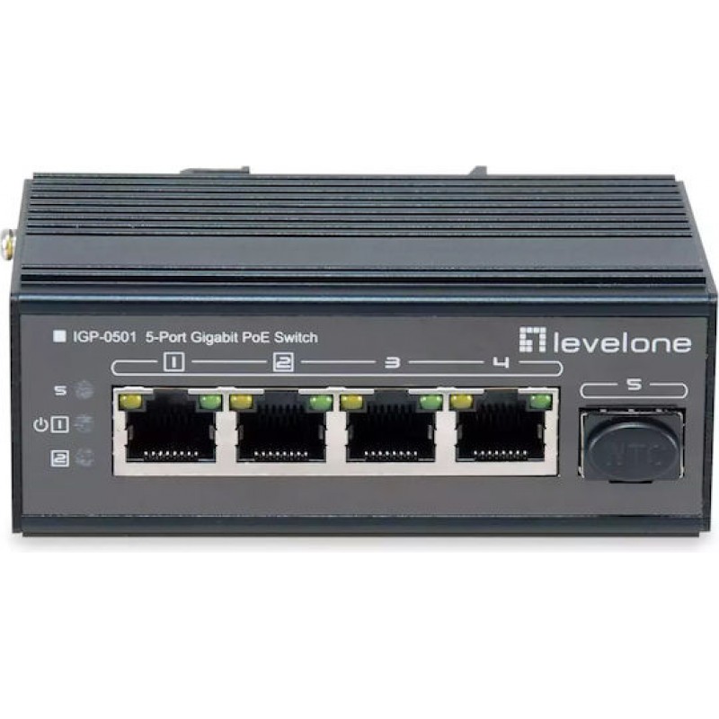 Level One IGP-0501 Unmanaged L2 PoE++ Switch με 4 Θύρες Gigabit (1Gbps) Ethernet και 1 SFP Θύρα
