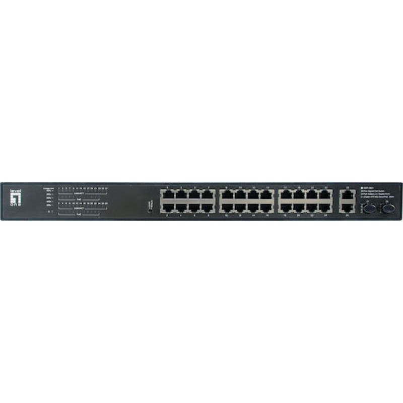 Level One GEP-2821 Unmanaged L2 PoE+ Switch με 24 Θύρες Gigabit (1Gbps) Ethernet και 2 SFP Θύρες