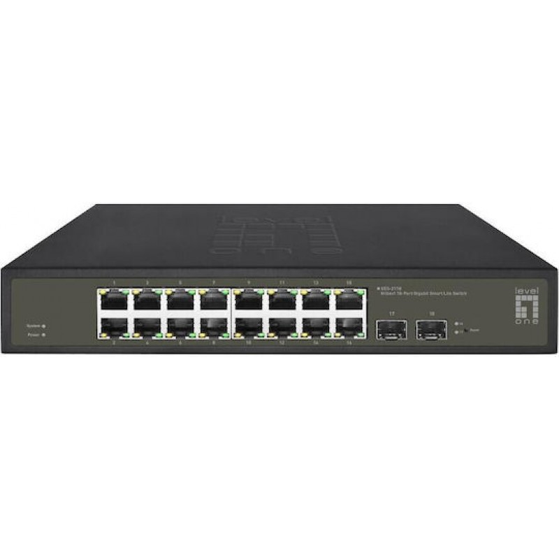 Level One GES-2118 Hilbert Managed L2 Switch με 16 Θύρες Gigabit (1Gbps) Ethernet και 2 SFP Θύρες