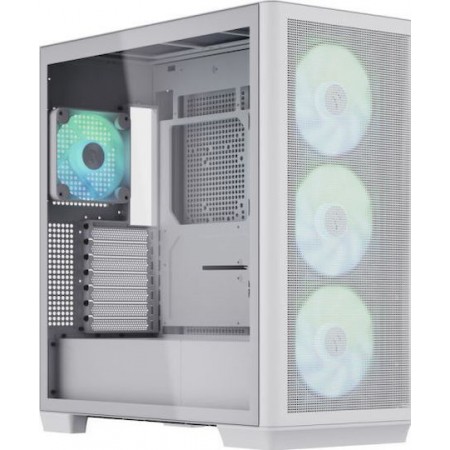 APNX C1 Gaming Midi Tower Κουτί Υπολογιστή με Πλαϊνό Παράθυρο και RGB Φωτισμό Λευκό