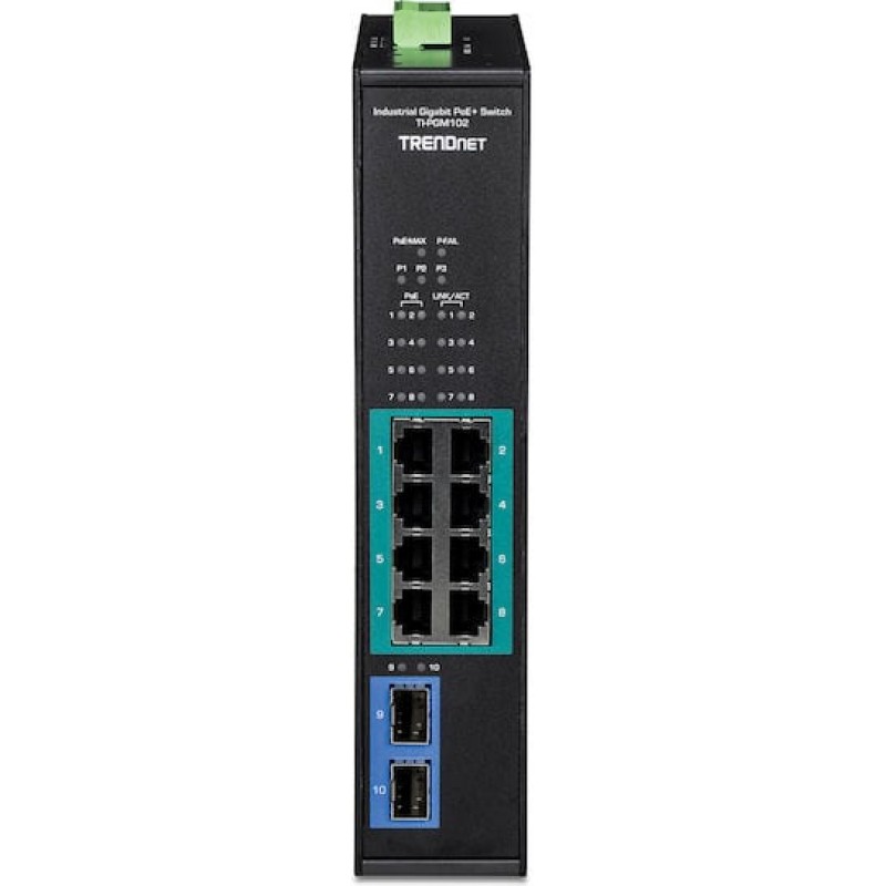 Trendnet TI-PGM102 Unmanaged L2 PoE+ Switch με 8 Θύρες Gigabit (1Gbps) Ethernet και 2 SFP Θύρες