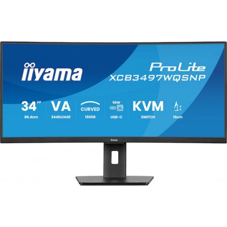 Iiyama Prolite XCB3497WQSNP-B1 Ultrawide VA Curved Monitor 34" QHD 3440x1440