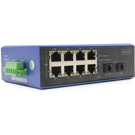 Digitus DN-651151 Unmanaged L2 PoE Switch με 8 Θύρες Gigabit (1Gbps) Ethernet και 2 SFP Θύρες