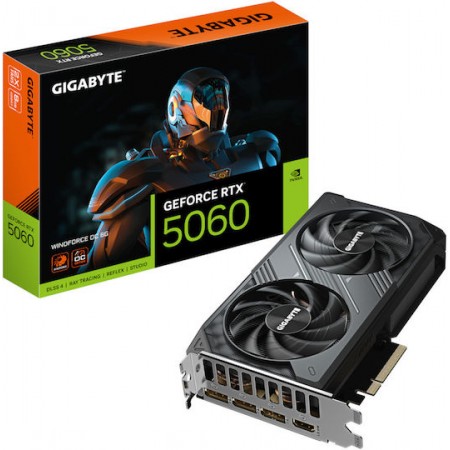 Gigabyte GeForce RTX 5060 8GB GDDR7 Windforce OC Κάρτα Γραφικών GV-N5060WF2OC-8GD (GV-N5060WF2OC-8GD)