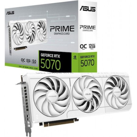 Asus GeForce RTX 5070 12GB GDDR7 Prime OC White OC Κάρτα Γραφικών 90YV0M19-M0NA00 (90YV0M19-M0NA00)