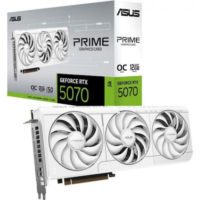 Asus GeForce RTX 5070 12GB GDDR7 Prime OC White OC Κάρτα Γραφικών 90YV0M19-M0NA00 (90YV0M19-M0NA00)