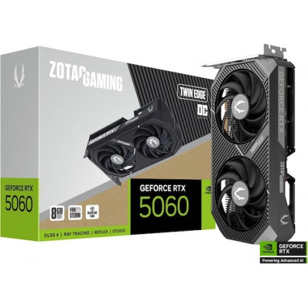 Zotac GeForce RTX 5060 8GB GDDR7 Twin Edge OC Κάρτα Γραφικών ZT-B50600H-10M (ZT-B50600H-10M)