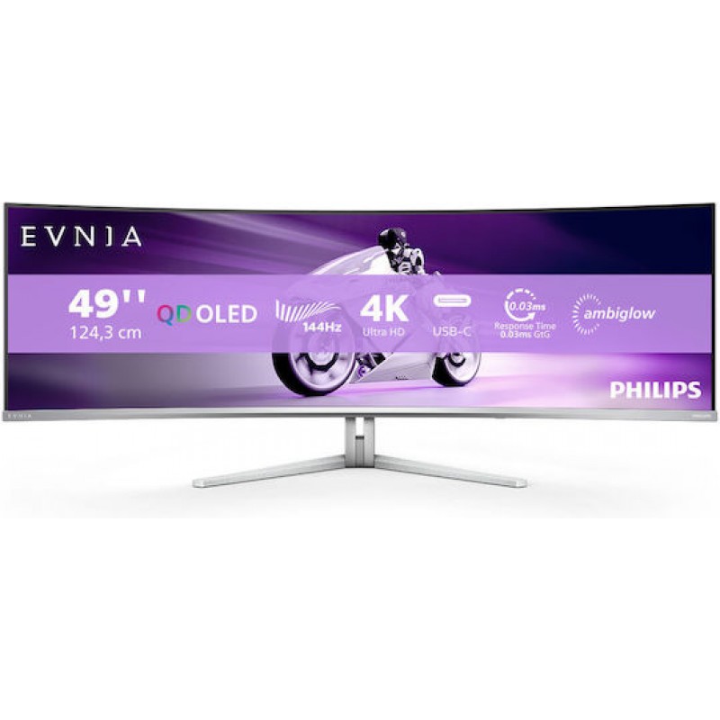 Philips 49M2C8900L/00 Ultrawide QD-OLED HDR Curved Monitor 48.9" 5120x1440 144Hz με Χρόνο Απόκρισης 0.03ms GTG