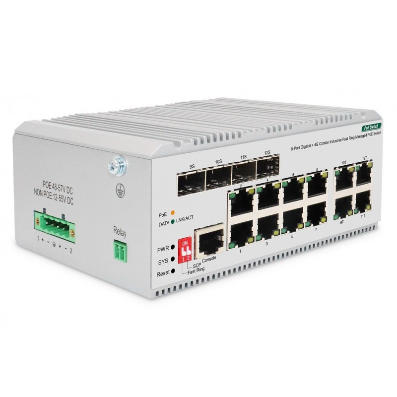 Digitus DN-651139 Managed L2 PoE Switch με 8 Θύρες Gigabit (1Gbps) Ethernet και 4 SFP Θύρες