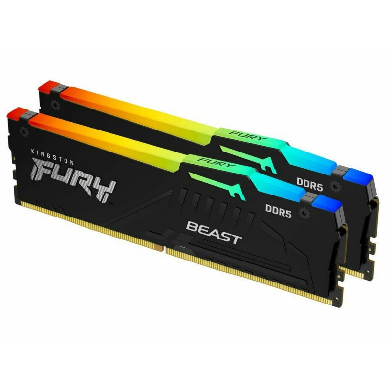 Kingston Fury Beast RGB DDR5 32GB RAM με 2x16GB Modules και Ταχύτητα 5200 για Desktop KF552C40BBAK2-32