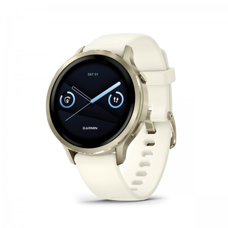 Garmin Venu 4 Stainless Steel 41mm Αδιάβροχο Smartwatch με Παλμογράφο (Lunar Gold with Bone)