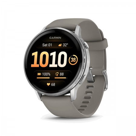 Garmin Venu 4 Stainless Steel 45mm Αδιάβροχο Smartwatch με Παλμογράφο (Silver with Silver Gray)
