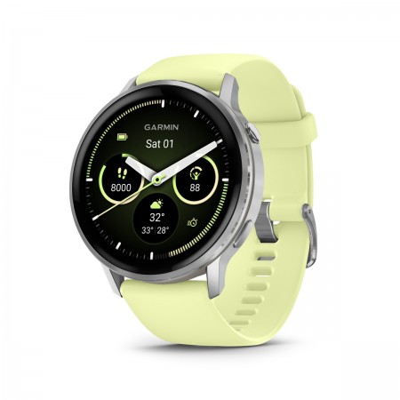 Garmin Venu 4 Stainless Steel 45mm Αδιάβροχο Smartwatch με Παλμογράφο (Silver with Citron)