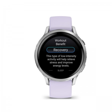 Garmin Venu 4 Stainless Steel 41mm Αδιάβροχο Smartwatch με Παλμογράφο (Silver with Periwinkle)