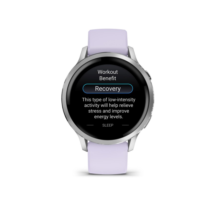 Garmin Venu 4 Stainless Steel 41mm Αδιάβροχο Smartwatch με Παλμογράφο (Silver with Periwinkle)
