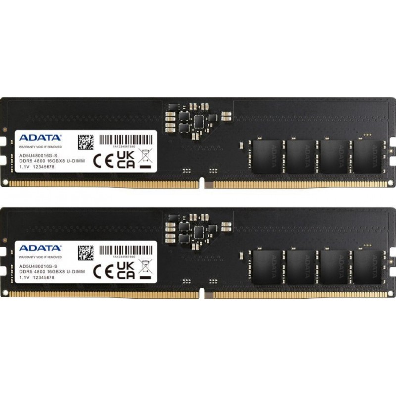 Adata DDR5 RAM με 2x16GB Modules και Ταχύτητα 4800 για Desktop AD5U480016G-DT