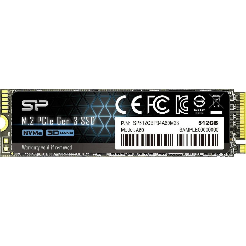 Silicon Power PCIe Gen3×4 P34A60 SSD 512GB M.2 NVMe PCI Express 3.0 SP512GBP34A60M28