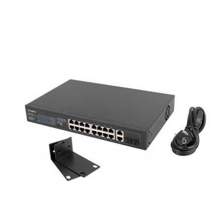 Lanberg RSFE-16P-2C-250 Unmanaged L2 PoE+ Switch με 16 Θύρες Gigabit (1Gbps) Ethernet και 2 SFP Θύρες