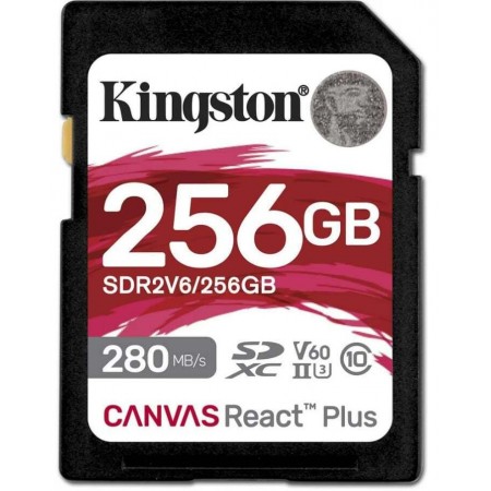 Kingston Canvas React Plus V60 SDXC 256GB Class 10 U3 V60 UHS-II
