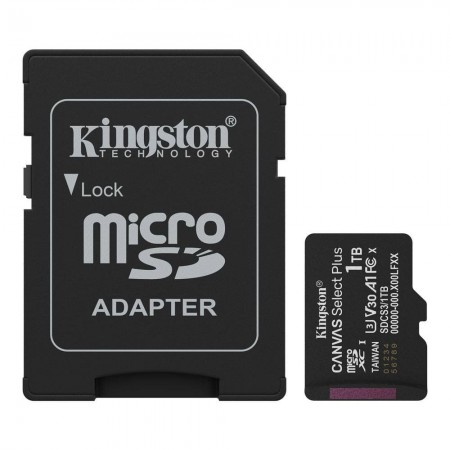 1tb Microsdhc Memory Card Adapter Kingston Canvas Select Plus Class 10 Uhs-i Read Speed Up To 150mb/s