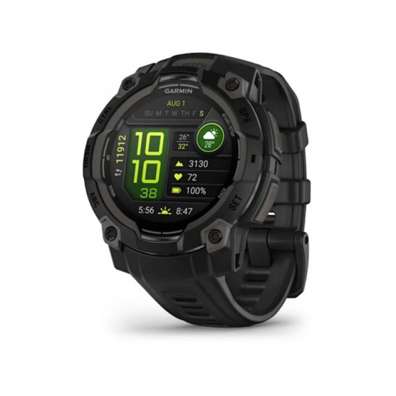 Garmin Instinct 3 AMOLED Aluminium 45mm Αδιάβροχο Smartwatch με Παλμογράφο (Black with Black Band)