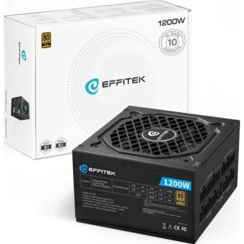 Effitek EG-1200 1200W Μαύρο Τροφοδοτικό Υπολογιστή Full Modular 80 Plus Gold