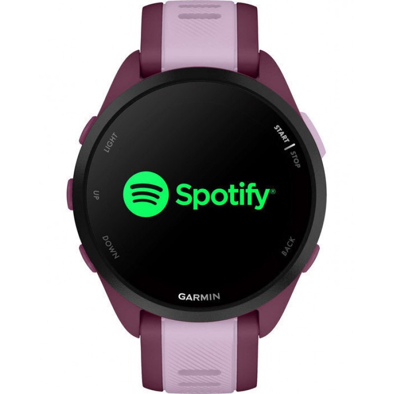 Garmin Forerunner 165 Music 43mm Αδιάβροχο Smartwatch με Παλμογράφο (Berry/Lilac)