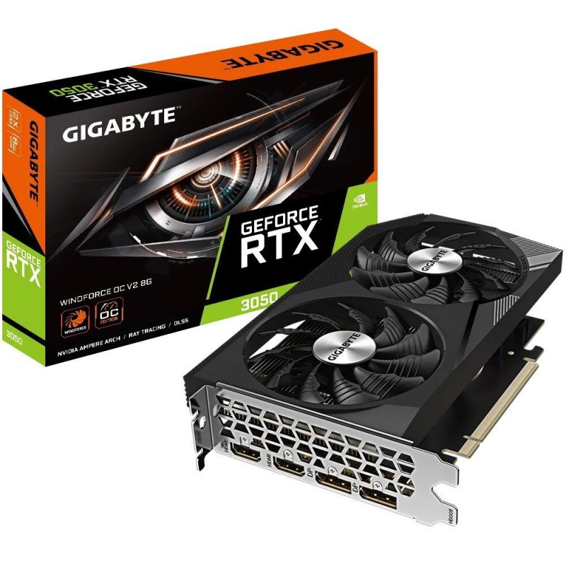 Gigabyte GeForce RTX 3050 8GB GDDR6 Windforce V2 OC Κάρτα Γραφικών GV-N3050WF2OCV2-8GD