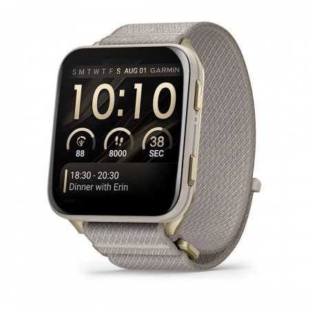 Garmin Venu X1 Titanium 46mm Αδιάβροχο Smartwatch με Παλμογράφο (Soft Gold with Titanium Caseback and French Grey Nylon Band)
