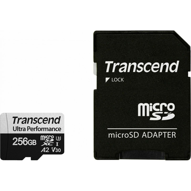 Transcend 340S microSDXC 256GB Class 10 U3 V30 A2 UHS-I με αντάπτορα
