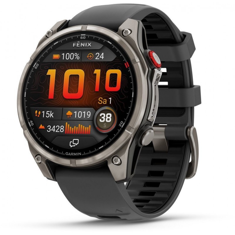 Garmin Fenix 8 Pro Titanium 47mm Αδιάβροχο Smartwatch με eSIM και Παλμογράφο (Graphite/Black)
