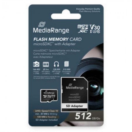 MediaRange microSDXC 512GB Class 10 με αντάπτορα