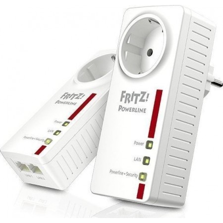 AVM Fritz! 1220E Powerline Διπλού Kit για Ενσύρματη Σύνδεση με Passthrough Πρίζα και 2 Θύρες Gigabit Ethernet