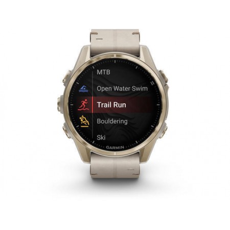 Garmin Fenix 8 Stainless Steel 43mm Αδιάβροχο Smartwatch με Παλμογράφο (Sapphire, Soft Gold with Limestone Leather Band)
